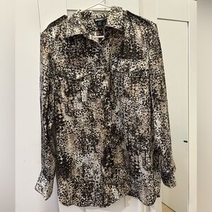 DKNY Button Front Animal Print Women’s Blouse